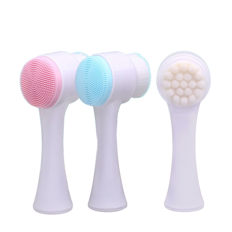 

Double-sided silica gel cleansing brush soft fiber cleansing brush portable facial massage skin care tool