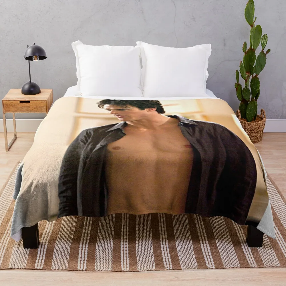 

hot damon scene Throw Blanket vintage blanket