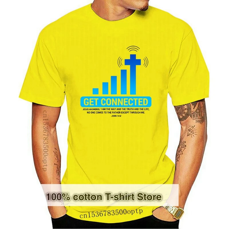 

New 2021 Graphic Digital Men T Shirt Get Connected Jesus Religion God Wifi T Shirt Tshirt Mens Womens Tops Tees