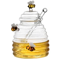 honey jar with dipper glass honey dispenser honey container with dipper clear glass stirring honey bottle for storing honey and