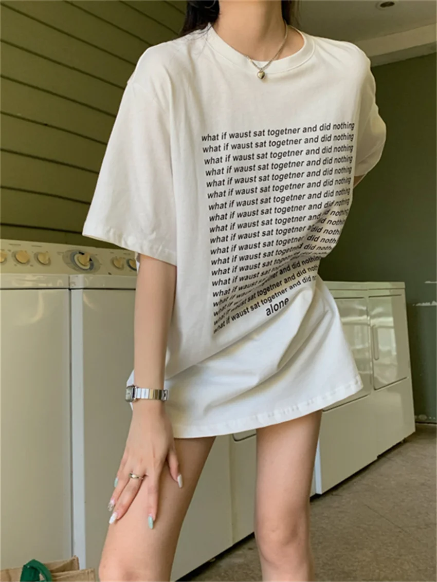 Футболка Alien Kitty Женская с рукавом до локтя модная универсальная Свободная