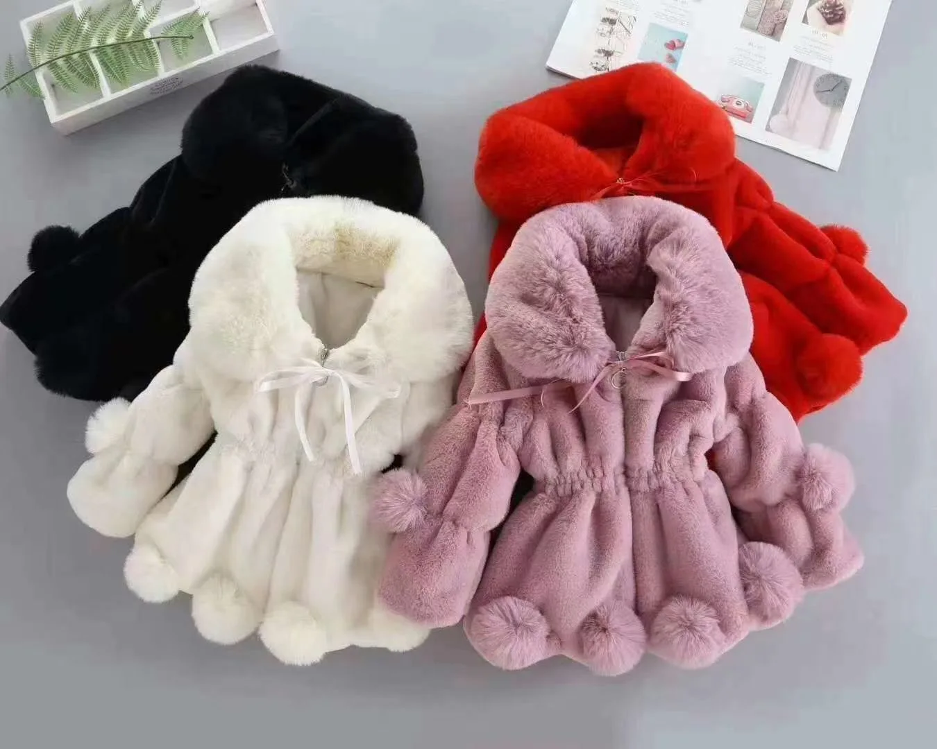 Baby Kids Clothes Girls Jacket Faux Fur Coats Fashion Solid Ears Thickened Coat for Teen Girl Soft Warm Children's Clothing