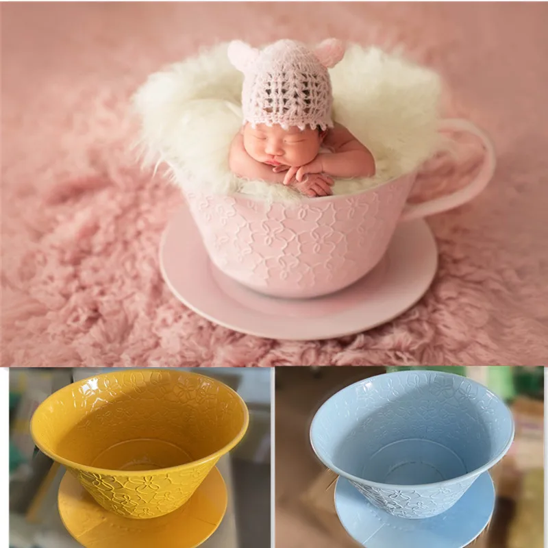 Реквизит для фотосъемки новорожденных Милая железная корзина чайная чашка аксессуары для фотосъемки младенцев реквизит для фотосъемки по...