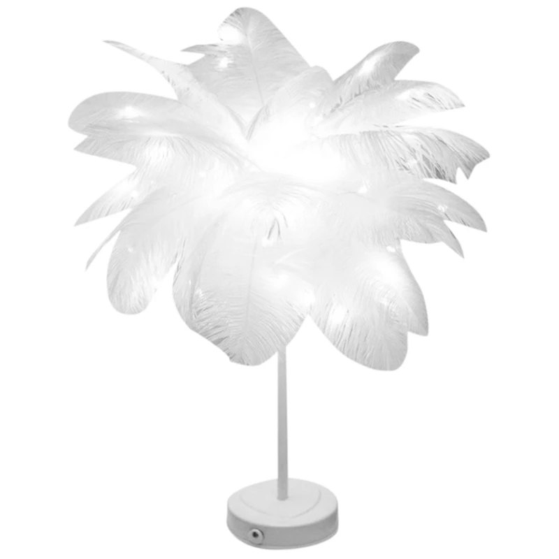 

LED Fairy Feather Lamp Desk Decorative Table Lamp Remote Control For Home Living Room Bedroom Girl Room Wedding Decor