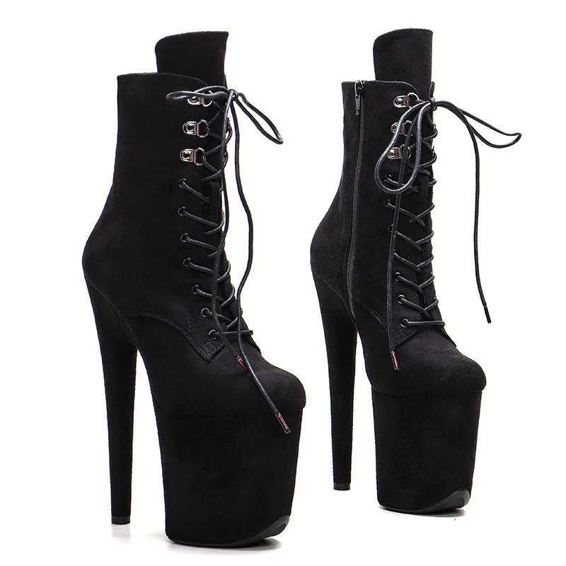 Leecabe 20CM/8inch  Pole dancing shoes High Heel platform Boots with suede materials cover heels Pole Dancing boot