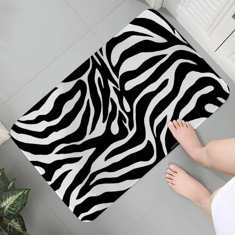 

Entrance Bathroom Carpet Flannel Anti-slip Rug Doormat Indoor Mats Art Decoration Zebra Pattern Bath Mats Area Rugs Parlor Mat