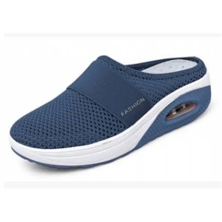 

2021 Large Size Slippers with One Foot Baotou Mesh Slippers for Women Simple Wedge Slippers for Women