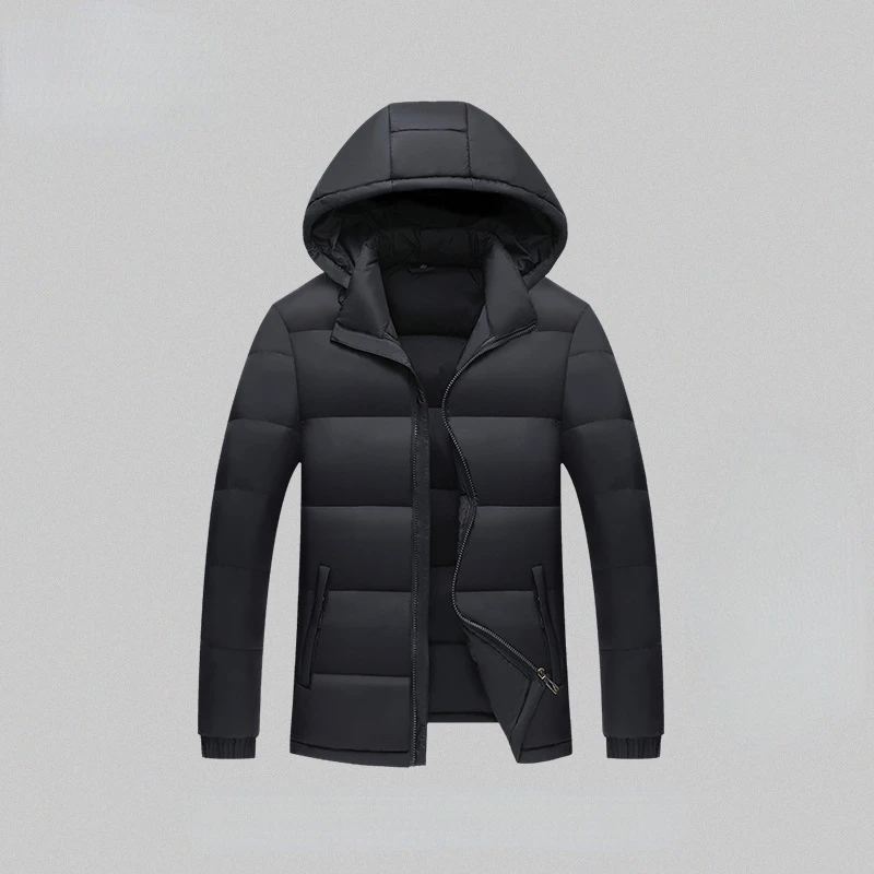 New Hat Detachable Hooded Parkas Jacket for Men Winter Thickened Warmth Coat Zipper Large Size Outerwear Chamarras Para Hombre
