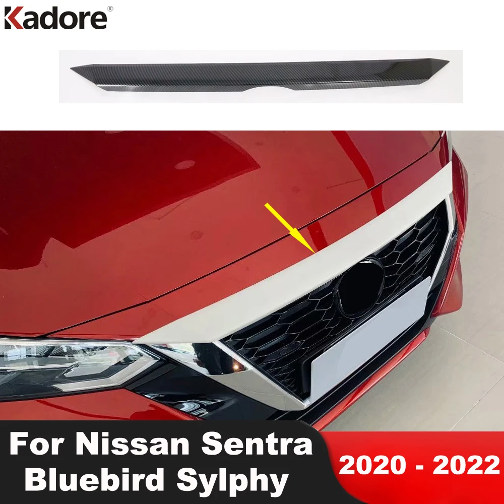 Cubierta del motor del capó delantero para Nissan Sentra Bluebird Sylphy 2020 2021 2022, accesorios de pegatina de decoración de coche de fibra de carbono