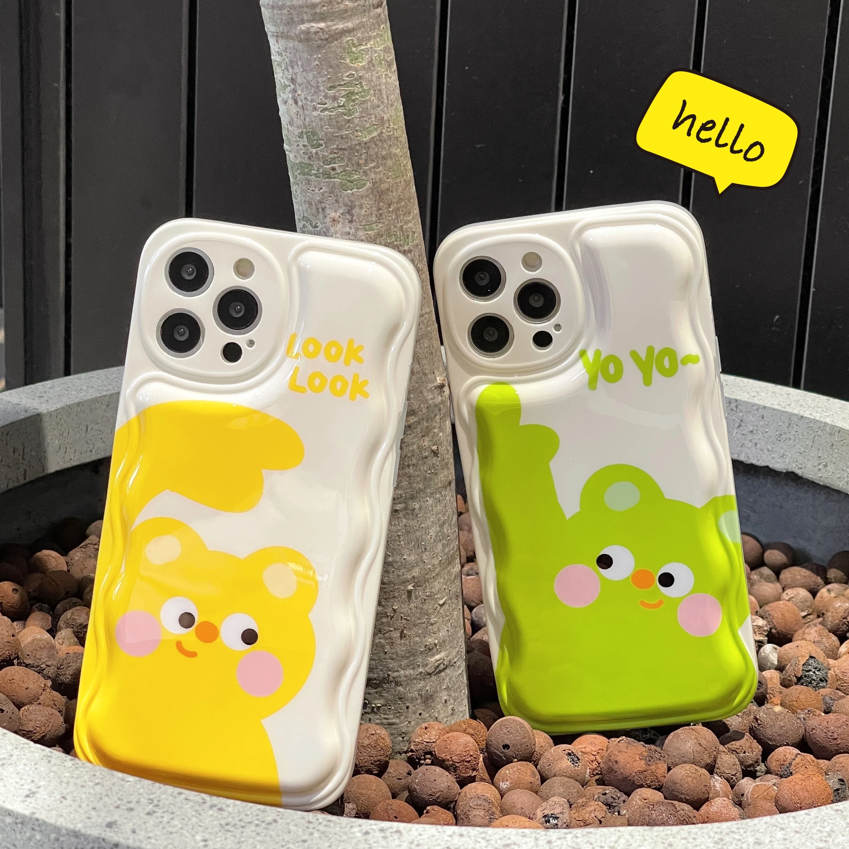 

Lovely yellow-green bear for iphone13pro max Apple 12 mobile phone case 11 wave xr female X air cushion cover