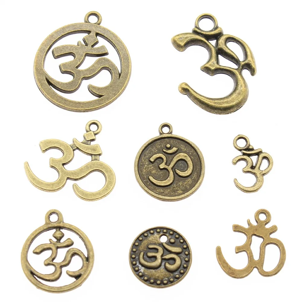 

WYSIWYG 40G Antique Bronze Plated Random Mix Styles Om Charms DIY Handmade Craft For Jewelry Making DIY Jewelry Components