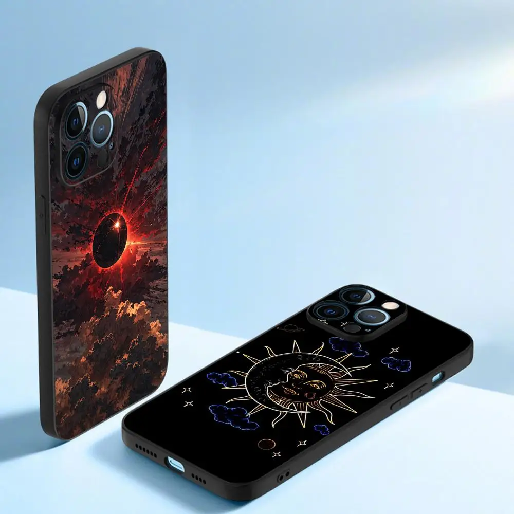 Фото Чехол для телефона с ретро-рисунком в стиле арт-пейнтинг для iPhone 17, 16, 16e, 15, 14, 13, 12 Plus, Mini, Pro, Max – Мягкий черный противоударный чехол №1