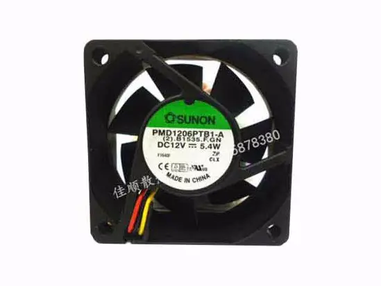 

SUNON PMD1206PTB1-A (2).B1535.F.GN DC 12V 5.4W 60x60x25mm 3-Wire Server Cooling Fan