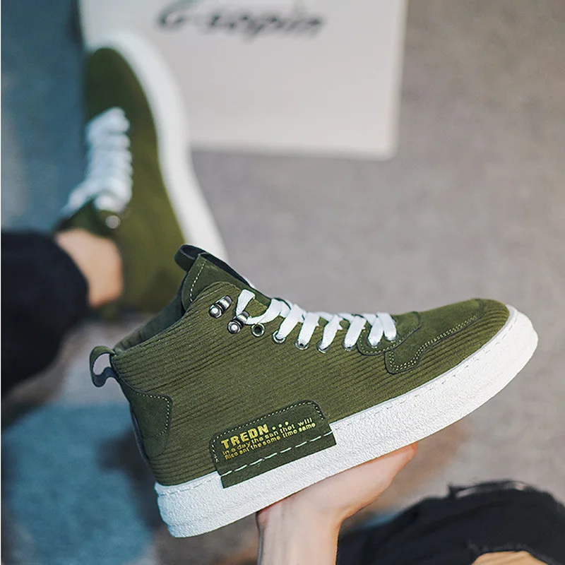 Autumn and Winter New High-top Men's Shoes Fashion Trend Retro Sneakers Outdoor Comfortable Casual Non-slip Tooling Sports Shoes