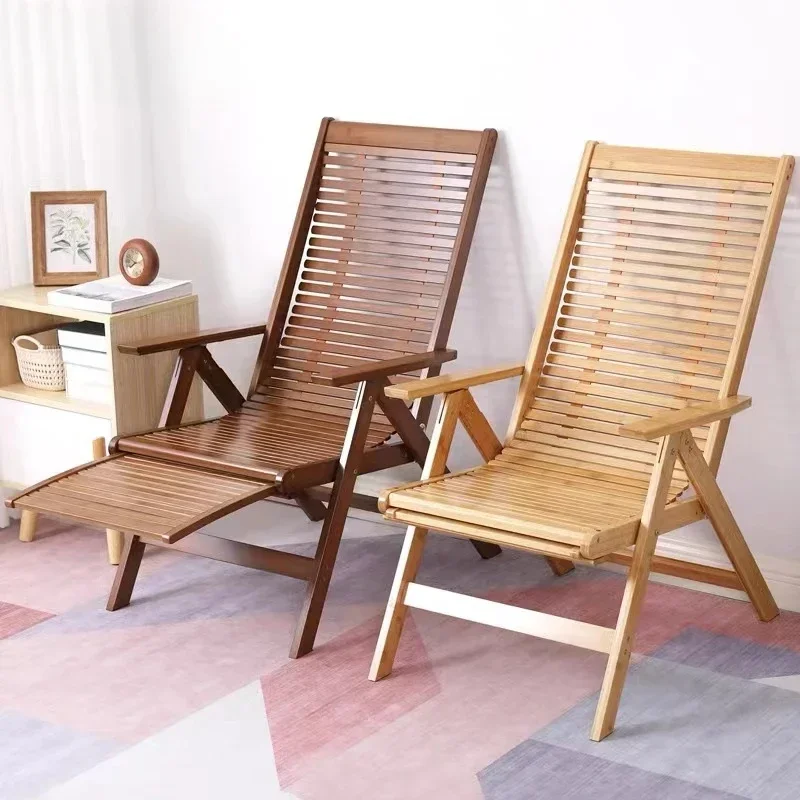 Пляжное кресло с бамбуковой спинкой для отдыха складное на обеденный перерыв