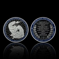 love and peace god bless the police law enforcement silver plated coins prayer commemorative challenge coins for collection