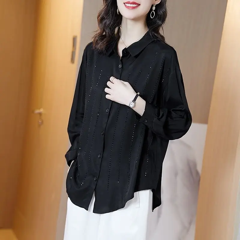 

2022 Spring Autumn Women Chic Vintage Shirts Loose Blouses Female Tops Slim Office Ladies Shirts Korean Style Clothing C83