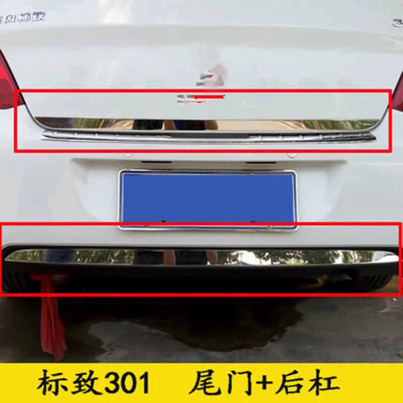 

Stainless steel Rear bumper strip Tailgate strip Trunk Trim strip Rear trim fit for Peugeot 301 2014-2017 Auto parts