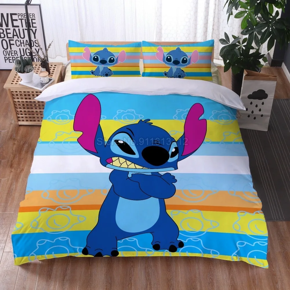 

Disney Lilo & Stitch Bedding Set Boys Girls American Style Bedroom Decoration Bedclothes Twin Queen King Size Favorite Baby Gift