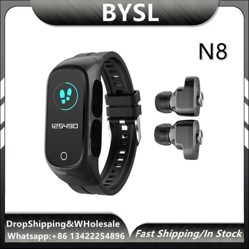 

N8 Smart Watch 2 In1 Multifunctional Wireless TWS Bluetooth Earphone Bracelet Fitness Tracker Wristband Headset For Men Women