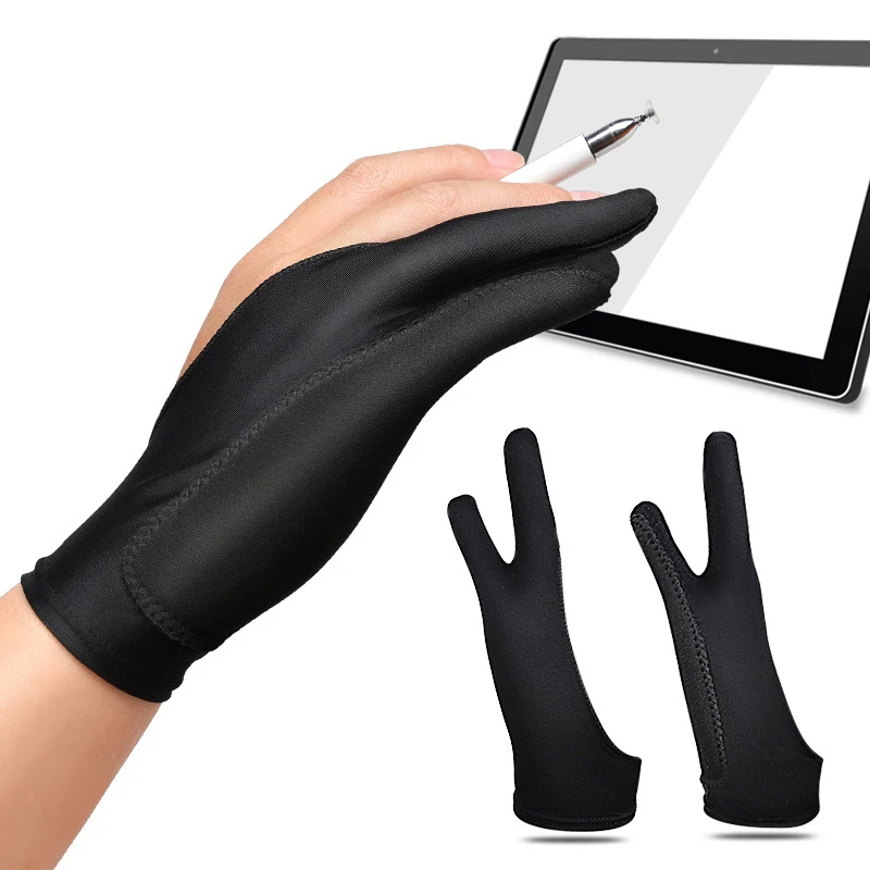 

1PC 3 Sizes Two Finger Anti-fouling Glove For Artist Drawing & Pen Graphic Tablet Pad Household Gloves Right Left Hand Glove