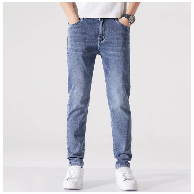 2023 Spring Summer New Men's Stretch Slim Jeans Cotton Casual Simple Trousers Fashion Denim Pants Streetwear Pants Man Classics