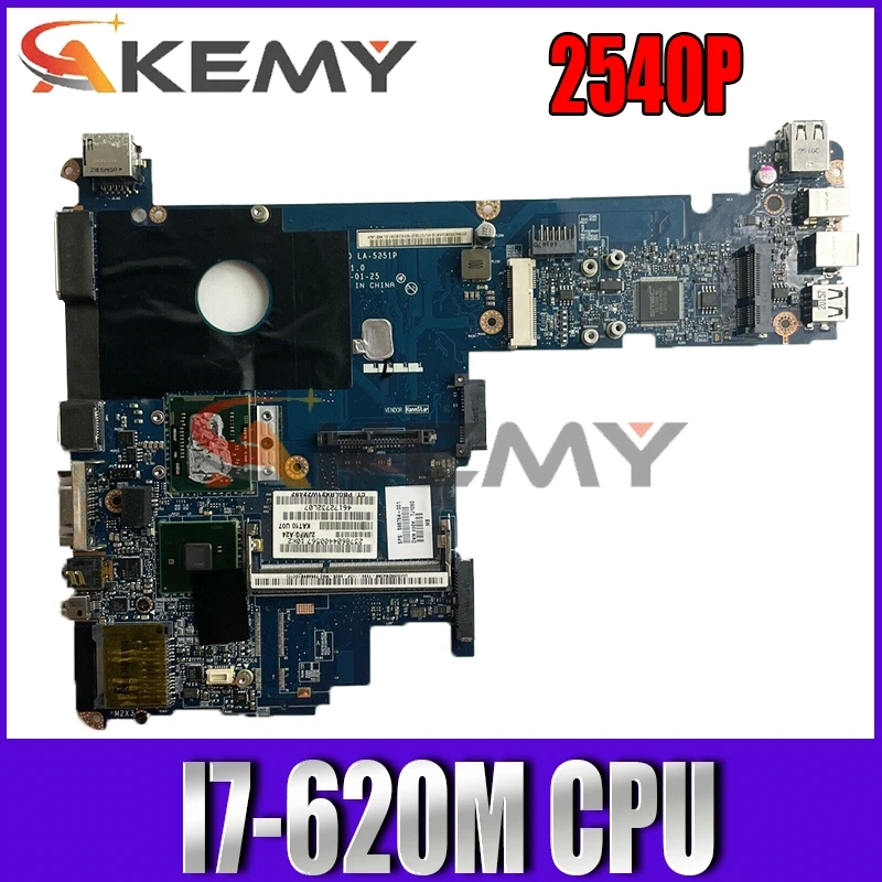 

AKemy598765-001 для HP ELITEBOOK 2540P Материнская плата ноутбука KAT10 LA-5251P I7-620M процессор