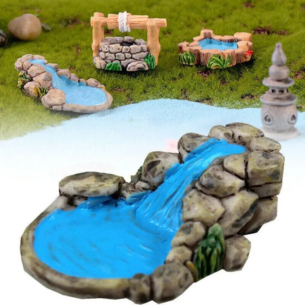 

Miniatures Fairy Garden Decoration Micro Landscapes DIY Resin Craft Grassland Bridge Pool Water Well Figurines Accessories