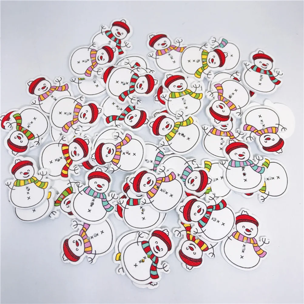 

50pcs Decorative Christmas Buttons Xmas DIY Craft Button Painted Button Christmas Sewing Embellishments