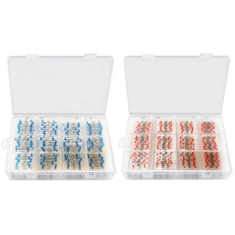 

200PCS 16-14/200PCS 22-18 AWG Blue Solder Seal Wire Connectors , Heat Shrink Butt Connectors