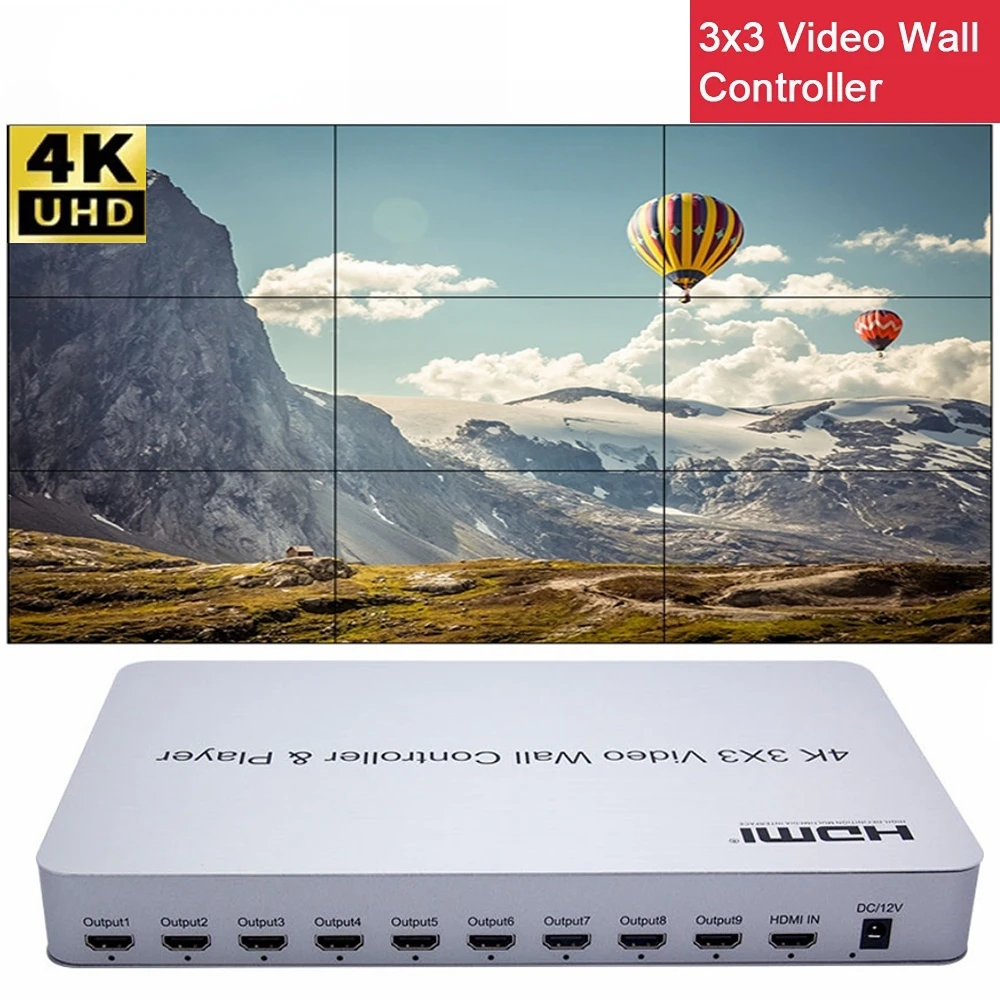 

4K 3x3 Video Wall Controller USB Player 2x3 Multi Screen Splicing Processor 2x2 1x3 1x4 2x4 4x2 HDMI Big Screen TV Wall Splicer