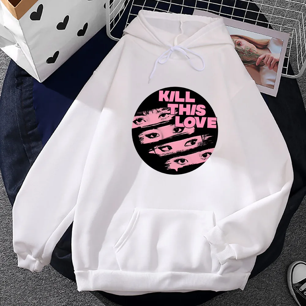 

Black Pinkk Kill This Love Print Clothes Korean Women Fashion Pullovers Autumn Winter Fleece Sweatshirt Prevalent Graphic Hoodie