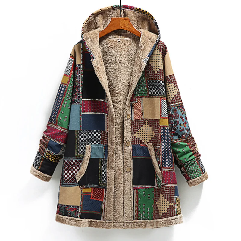 

Women's Winter Vintage Coats 2022 Casaco De Frio Feminino Inverno Female Warm Outerwear Hooded Pocket Casual Cold Jacket Coat