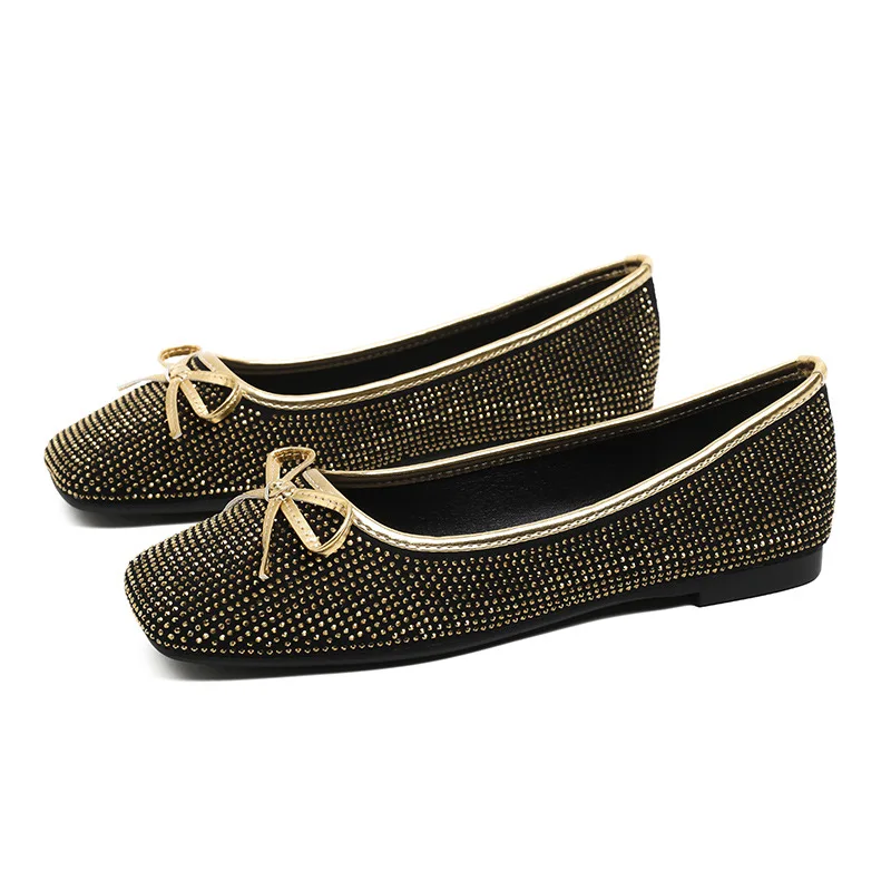 

Single Shoe Women's 2023 Spring and Autumn New Bow Flat Shoes Mocasines
