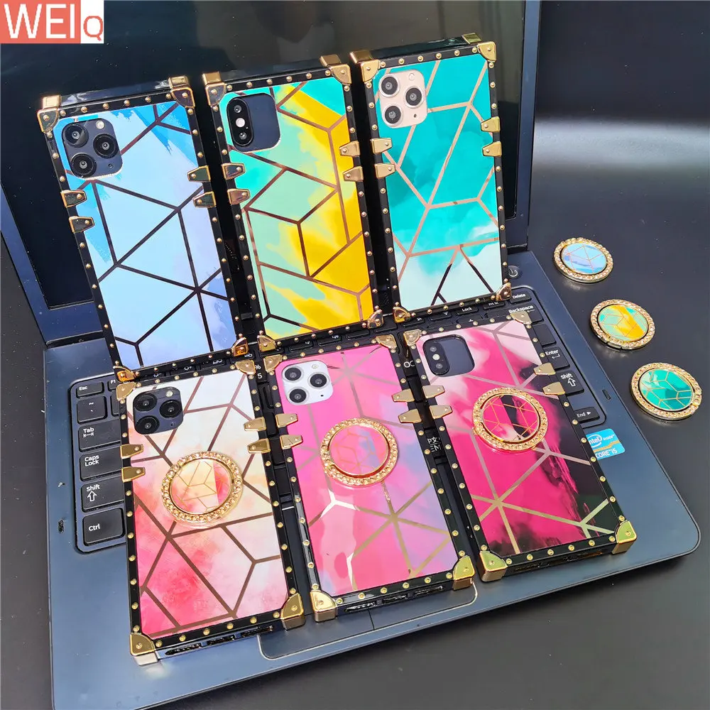 

Роскошный градиентный квадратный чехол для iphone 14 PRO 12 PRO MAX 13 11, геометрический чехол для Samsung S23 Ultra S22 Plus S20 S21 FE Note 20