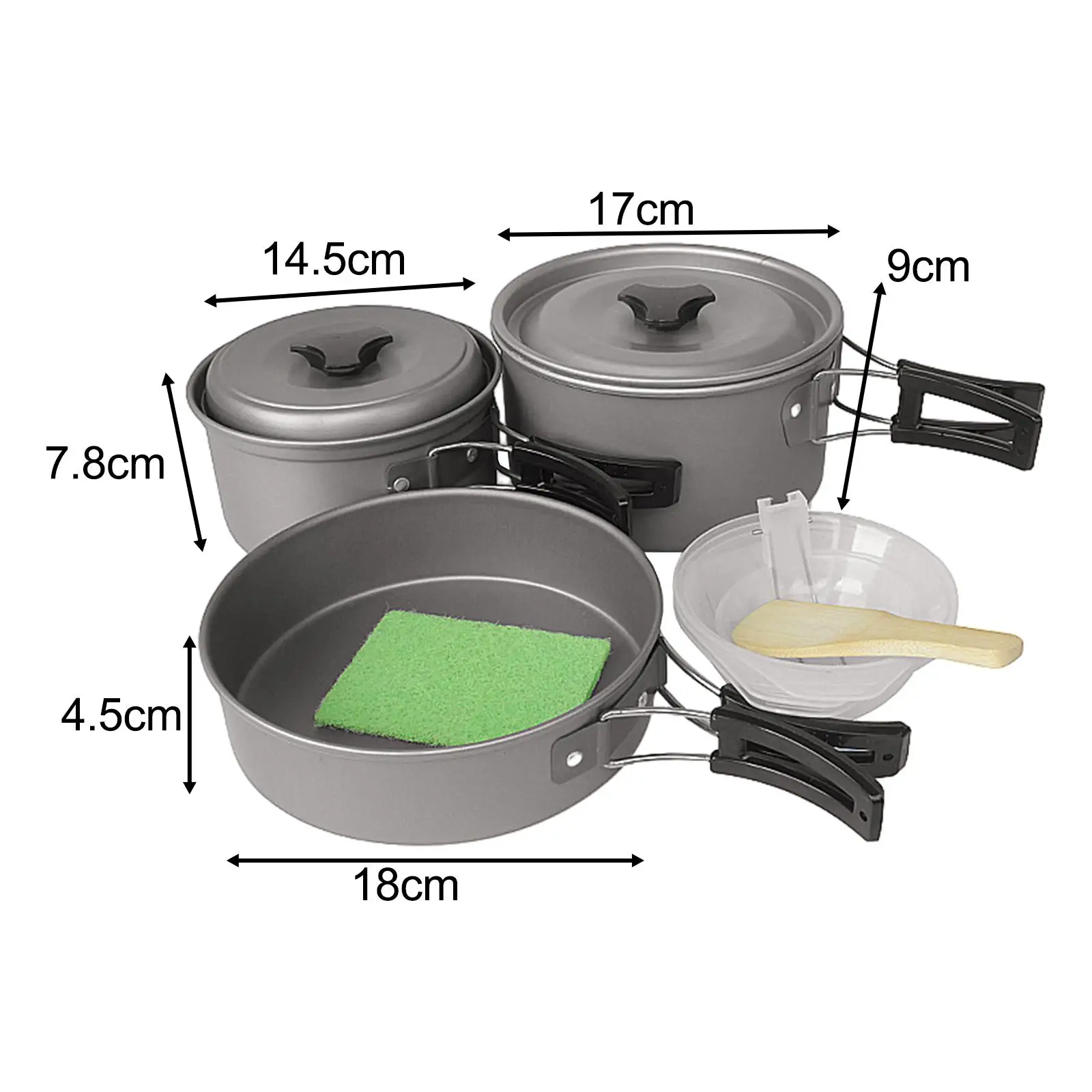 

Набор посуды для кемпинга с складными ручками в комплекте, Сетчатая Сумка для переноски, кастрюля и сковорода для кемпинга, альпинизма, оборудование для активного отдыха