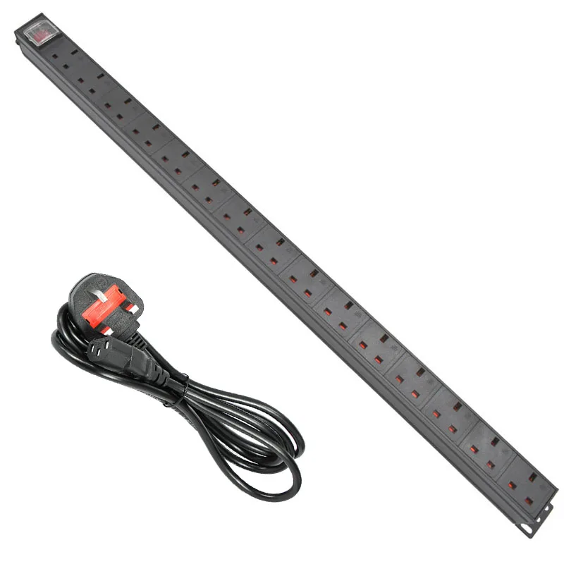 

Network Cabinet Rack PDU Power Strip 3 PIN UK Adapter 15 Way socket output 13A 3500W Aluminum alloy shell C14 port