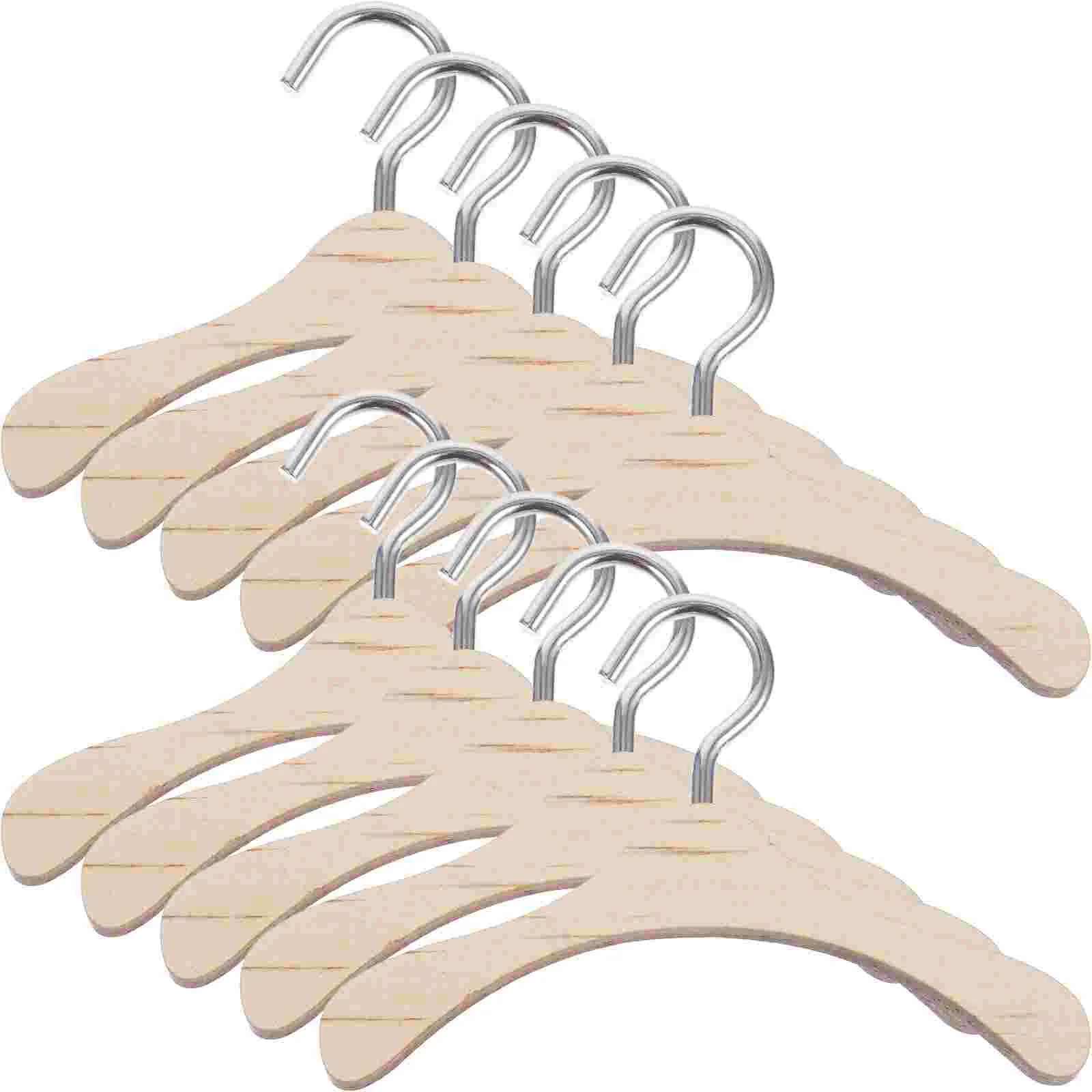 

10 Pcs Cloth Hangers Hangers Clothes Furniture Accessories Kids Clothes Hangers Solid Wood Bjd Hanger