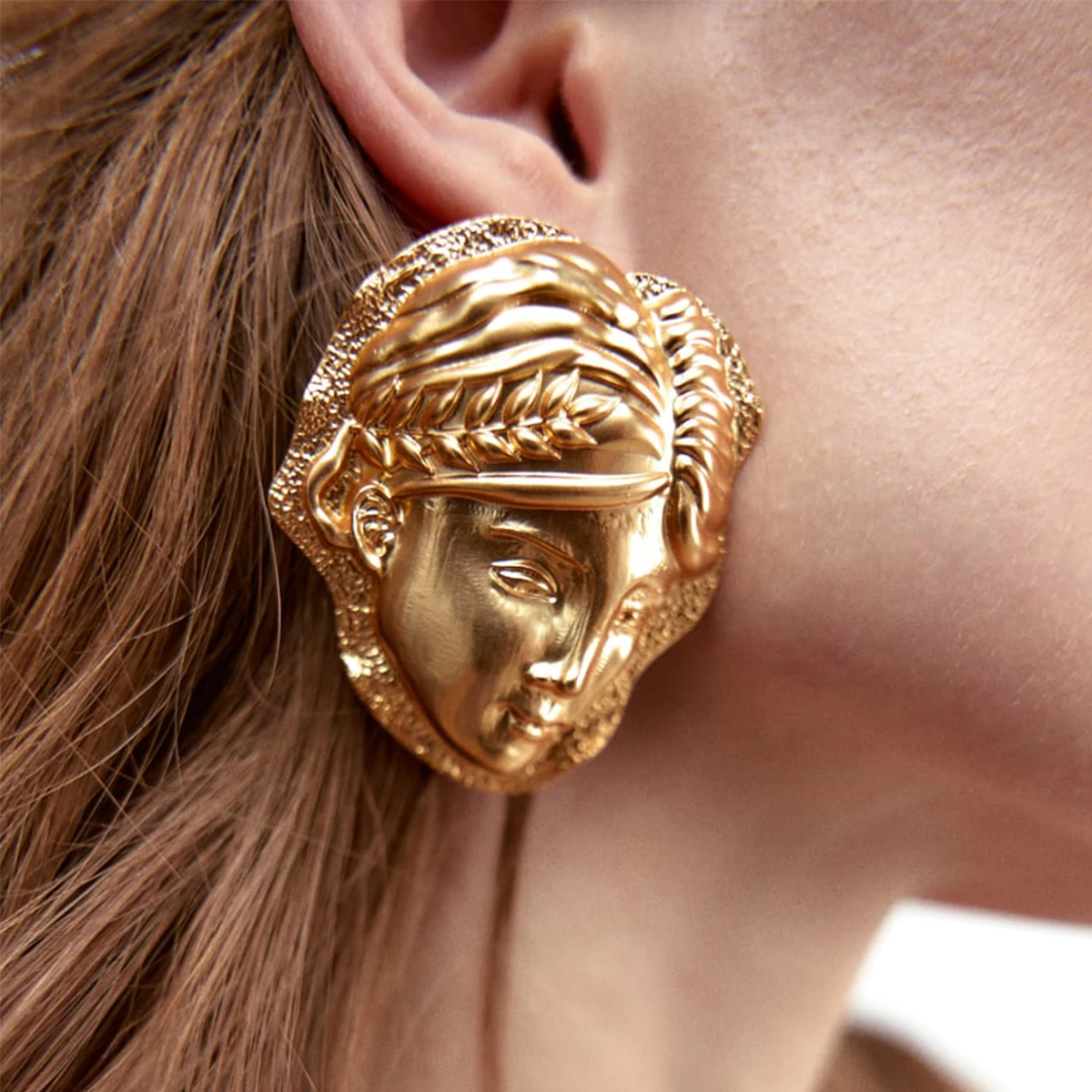 2023 New Face-shaped Drop Earrings for Women Personality Vintage Metal Jewelry Holiday Party Accessories