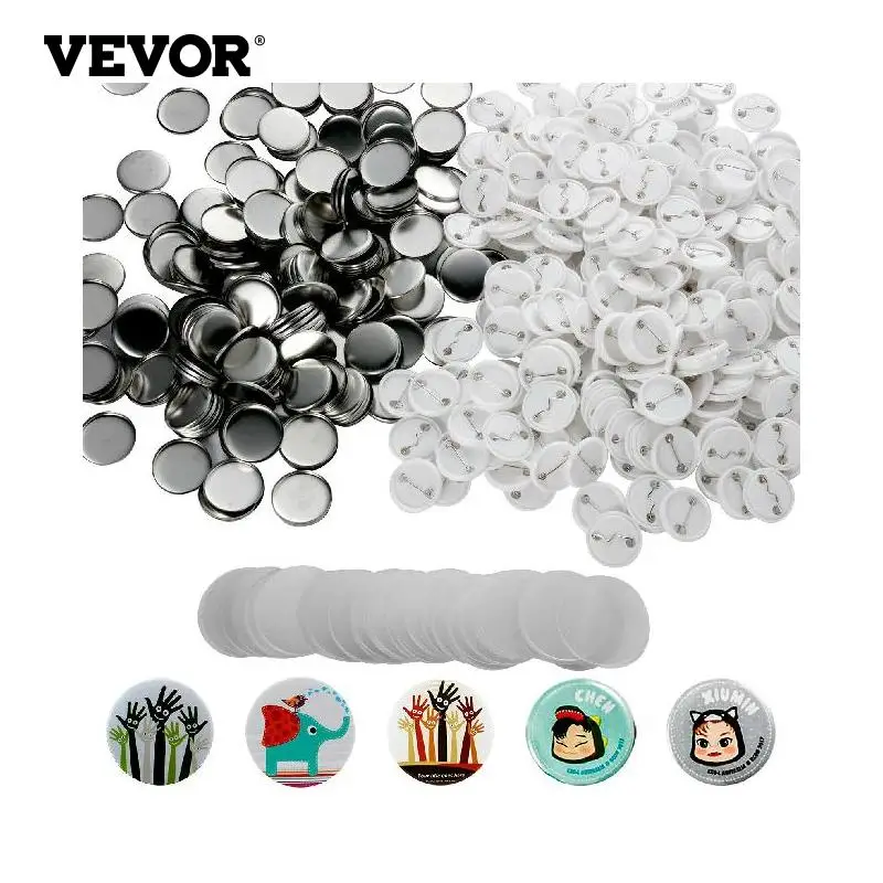 

VEVOR 500Pcs Blank Tinplate Badge Button Pin Parts Sets 32mm 37mm 44mm 75mm DIY Button Making Punch Press Machine Material Part