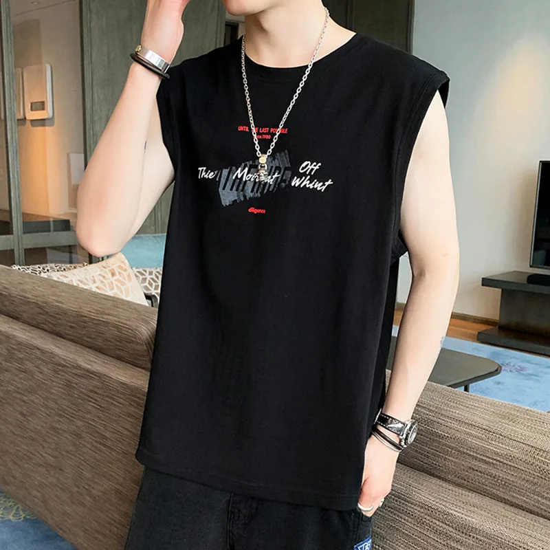 

Men's Vest Summer Handsome Sports Wear Waistcoat Jacket Men's Cotton Vest Running Sports Leisure Fashion Tank Top gym shark men