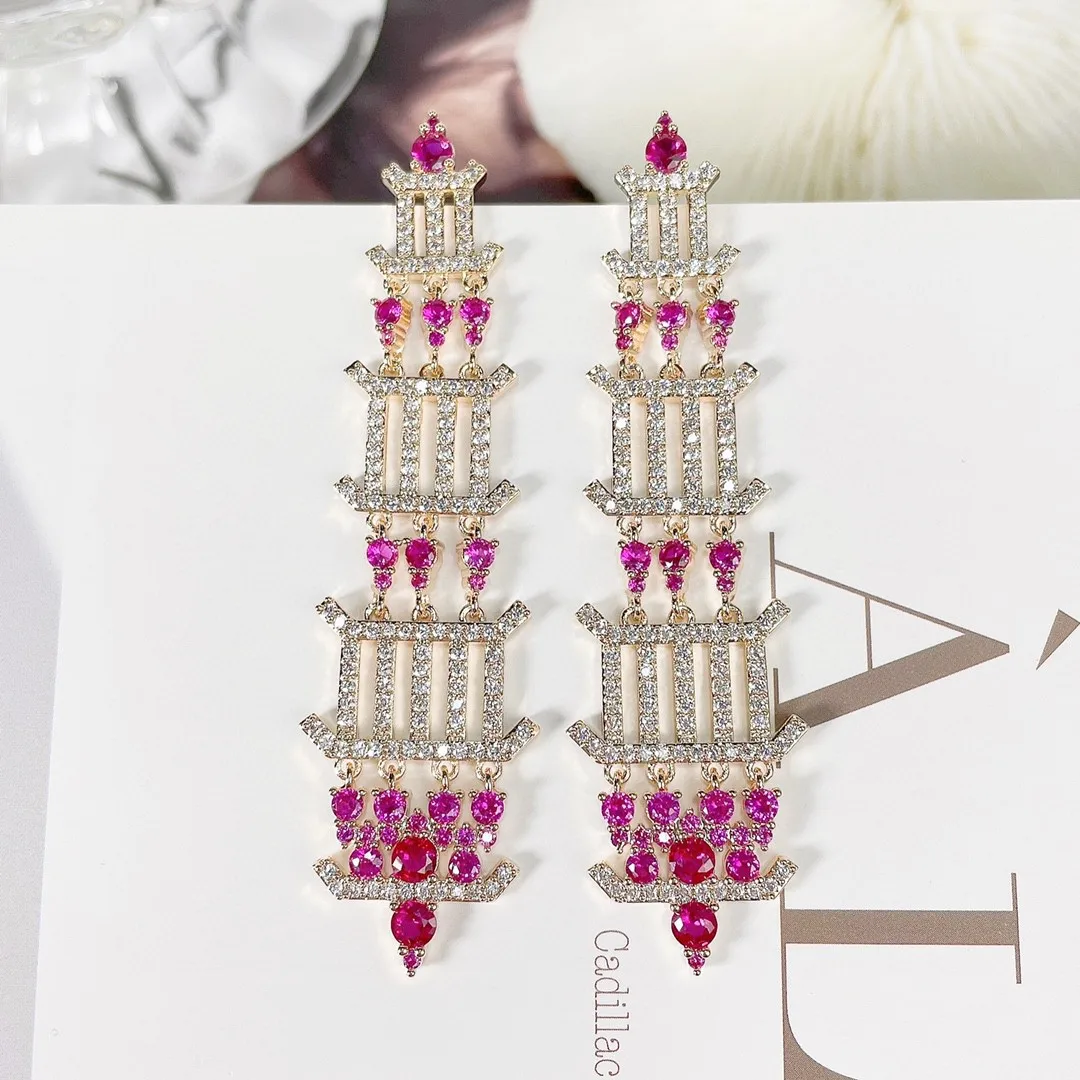 

Искусственные Серебряные подвесные геометрические серьги-подвески в виде пагоды для женщин, благородный романтический подарок на день Святого Валентина