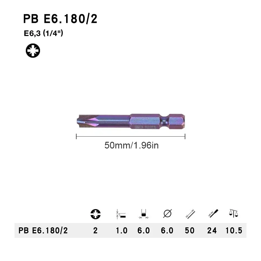 

PB Швейцарские инструменты PB E6.180/1 E6.180/2 E6L.180/1 E6L.180/2 Phillips/One, метрический комбинированный болт Бита электрика