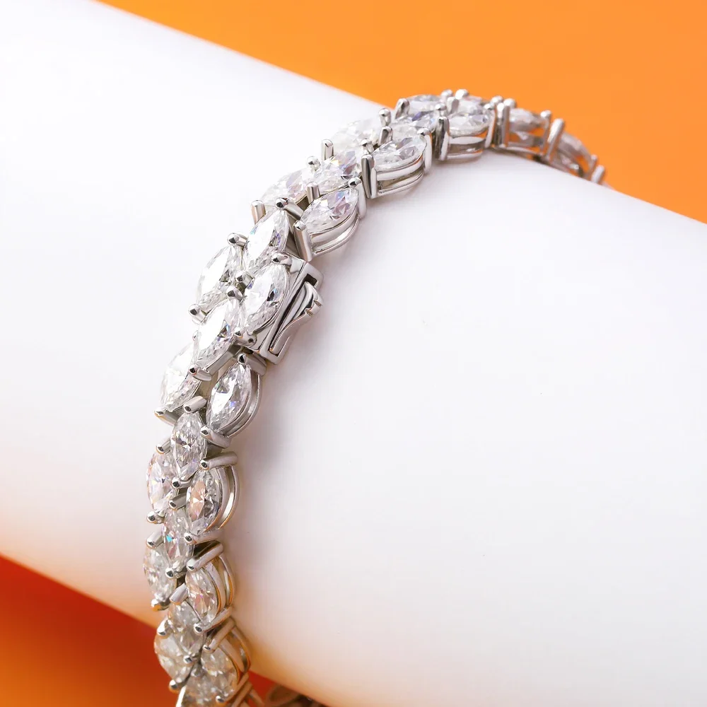 Теннисный браслет из муассанита огранки маркизы 3*6 мм для женщин оригинальные