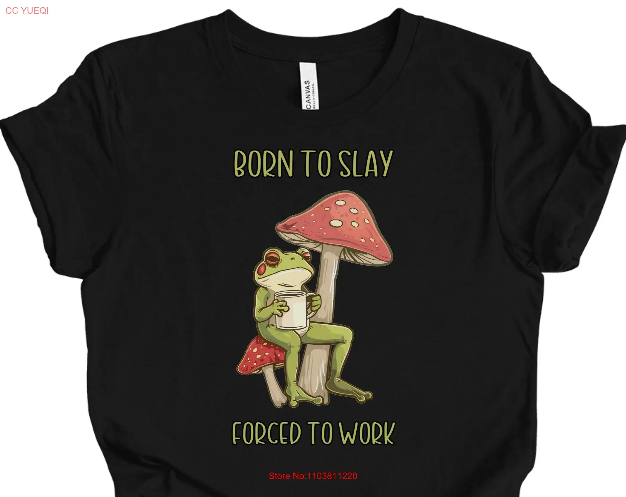 Футболка Born to Slay Forced Work Frog саркастическая annoyed Live Laugh Loathe с кофе на футболке
