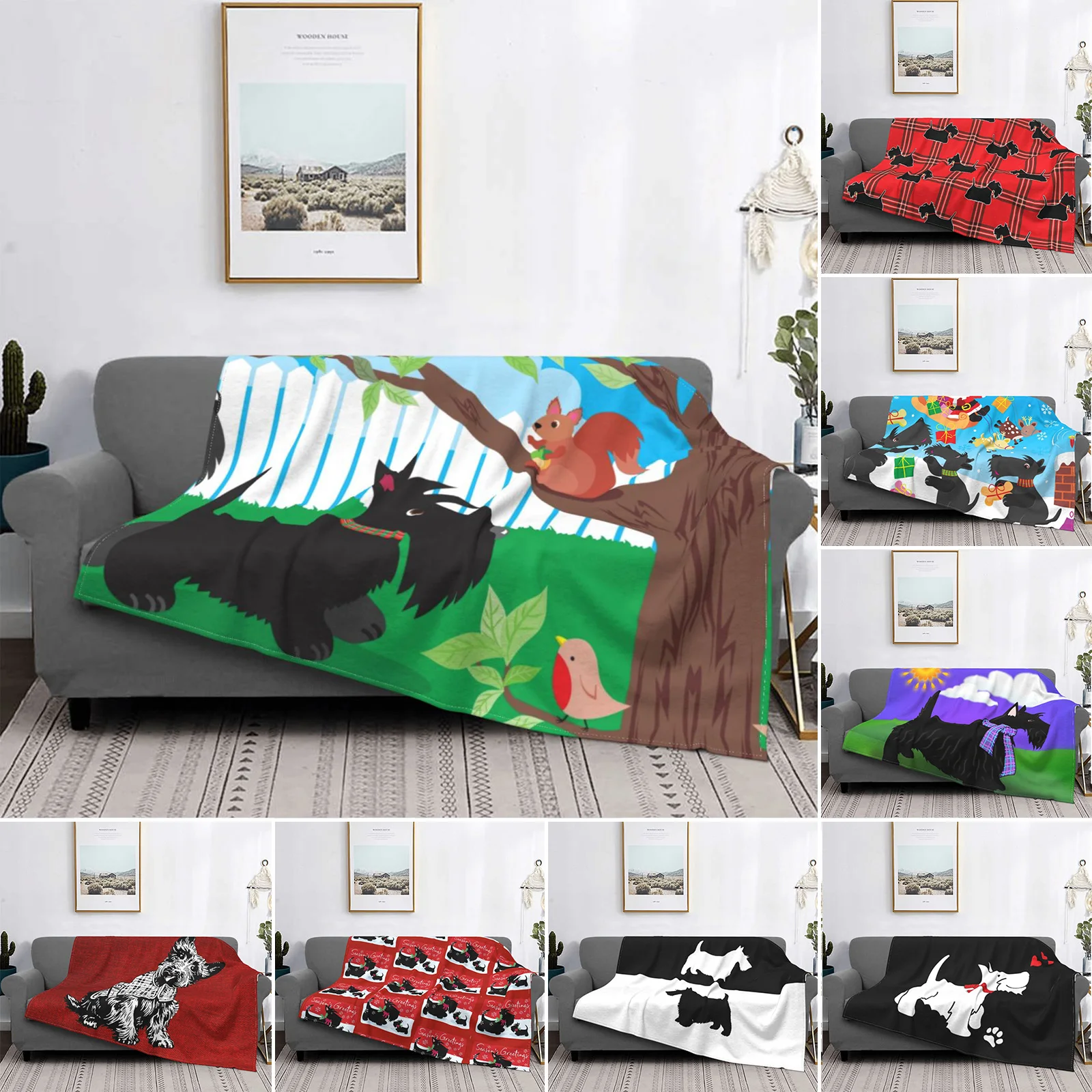 

Ультрамягкое Флисовое одеяло с забавным белячьим патрулем, фланелевое одеяло с собакой шотландского терьера, постельное белье, офисное пок...
