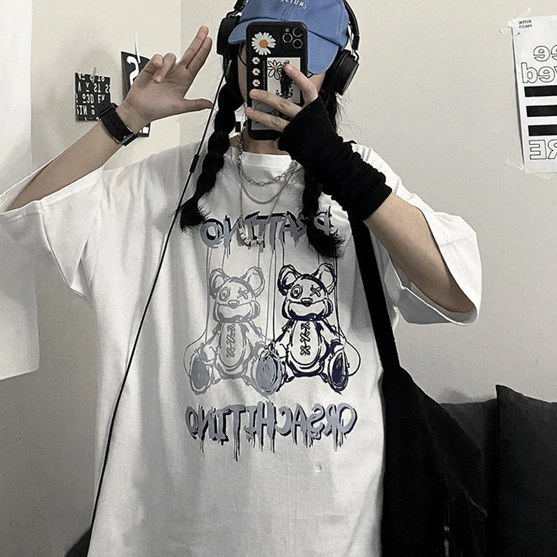 

Summer Women T-shirt Top Punk Goth Tee Aesthetic Oversized Grunge Streetwear Ladies Gothic T-shirt Harajuku Y2k Female Clothing