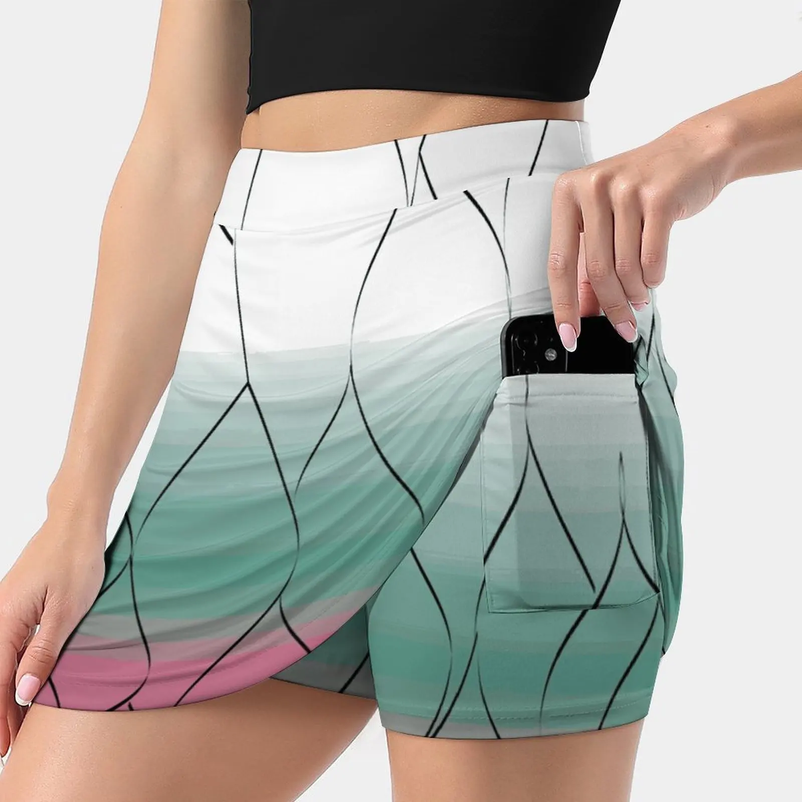 Женская юбка с узором Shinobu Спортивная юбка-шорт карманом Модная в корейском стиле