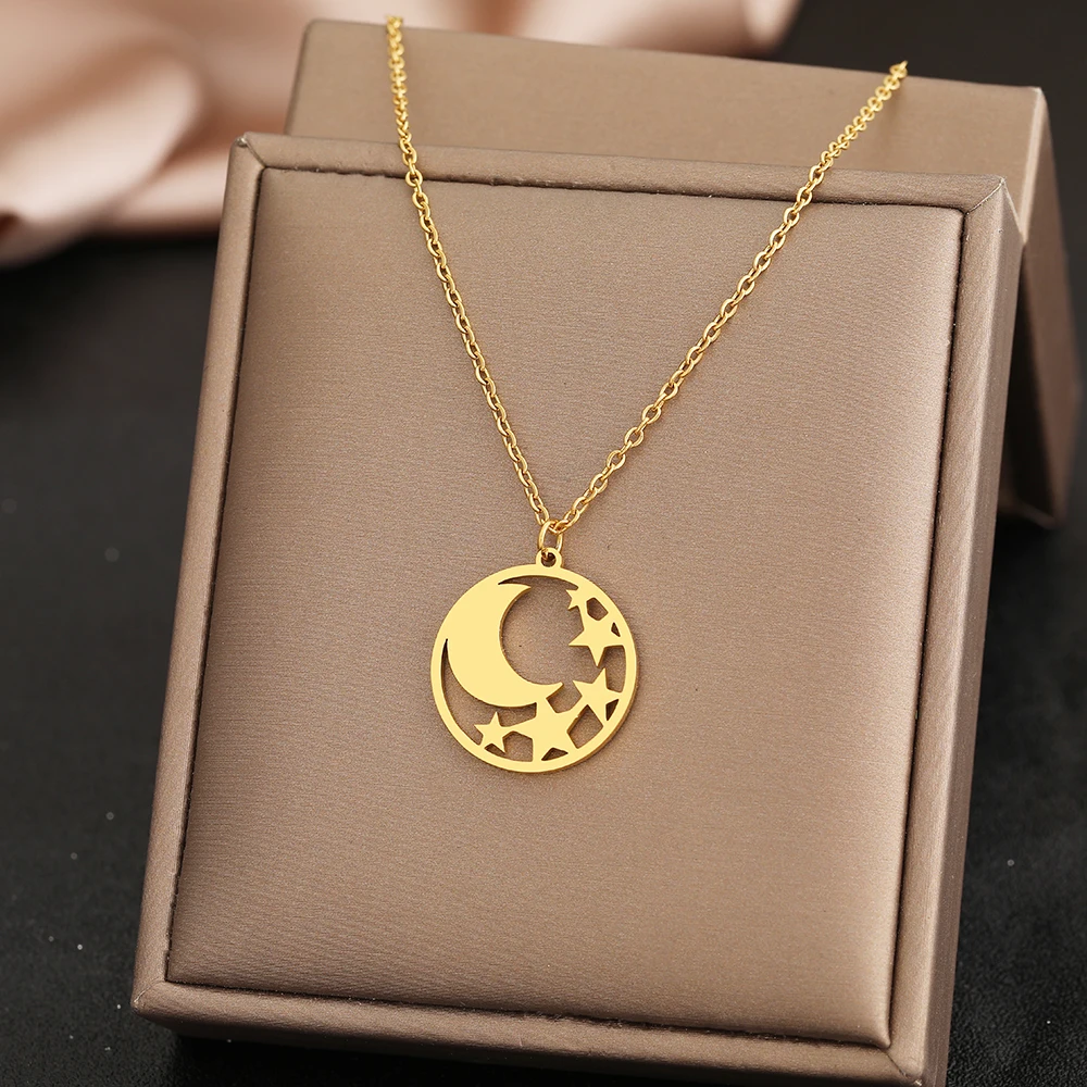 

Ожерелья из нержавеющей стали, Милая луна, звезда, подвеска-чокер, модное ожерелье для женщин, ювелирные изделия, подарки Kpop для вечеринки