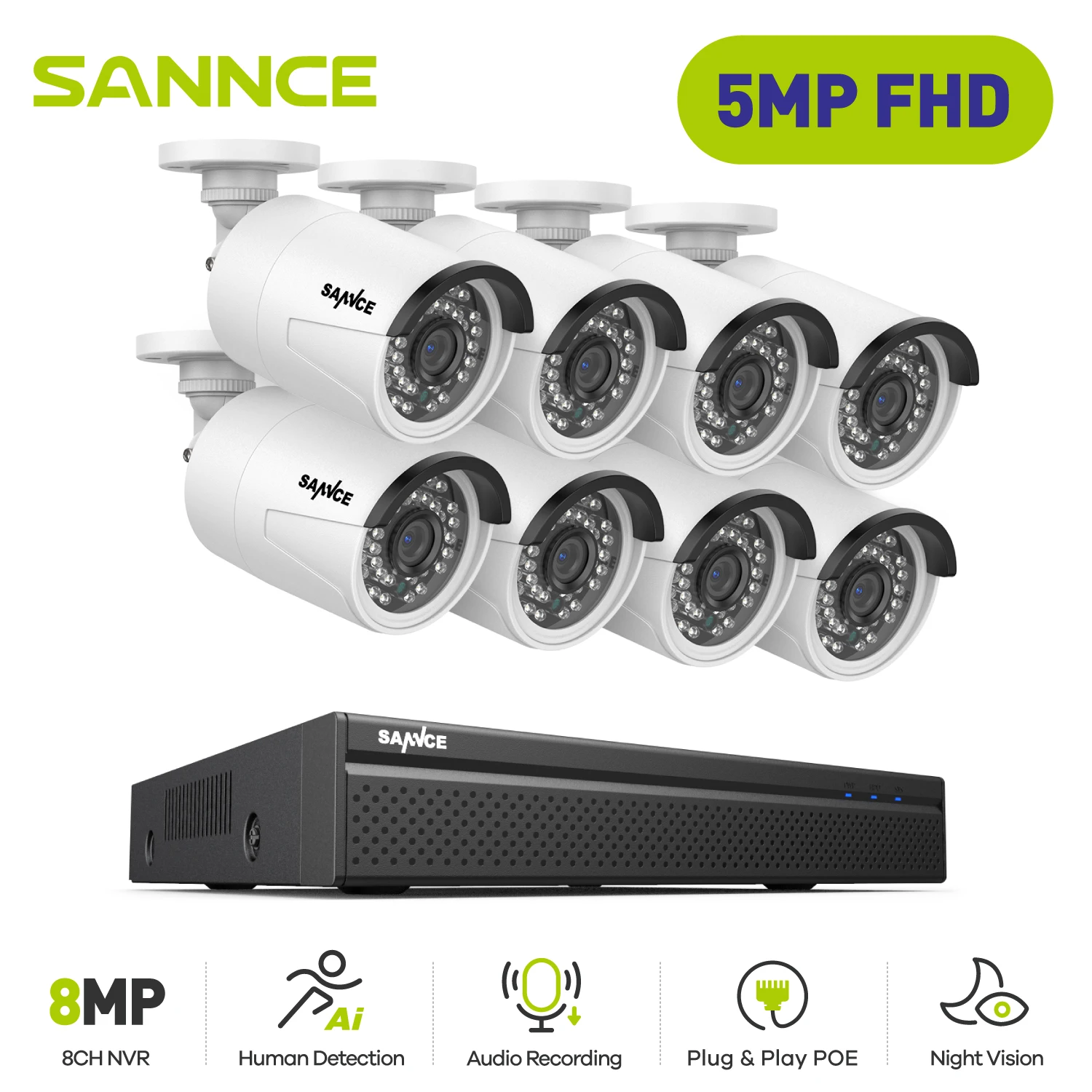 5mp Security Cameras Audio Recording Poe Ip Cameras